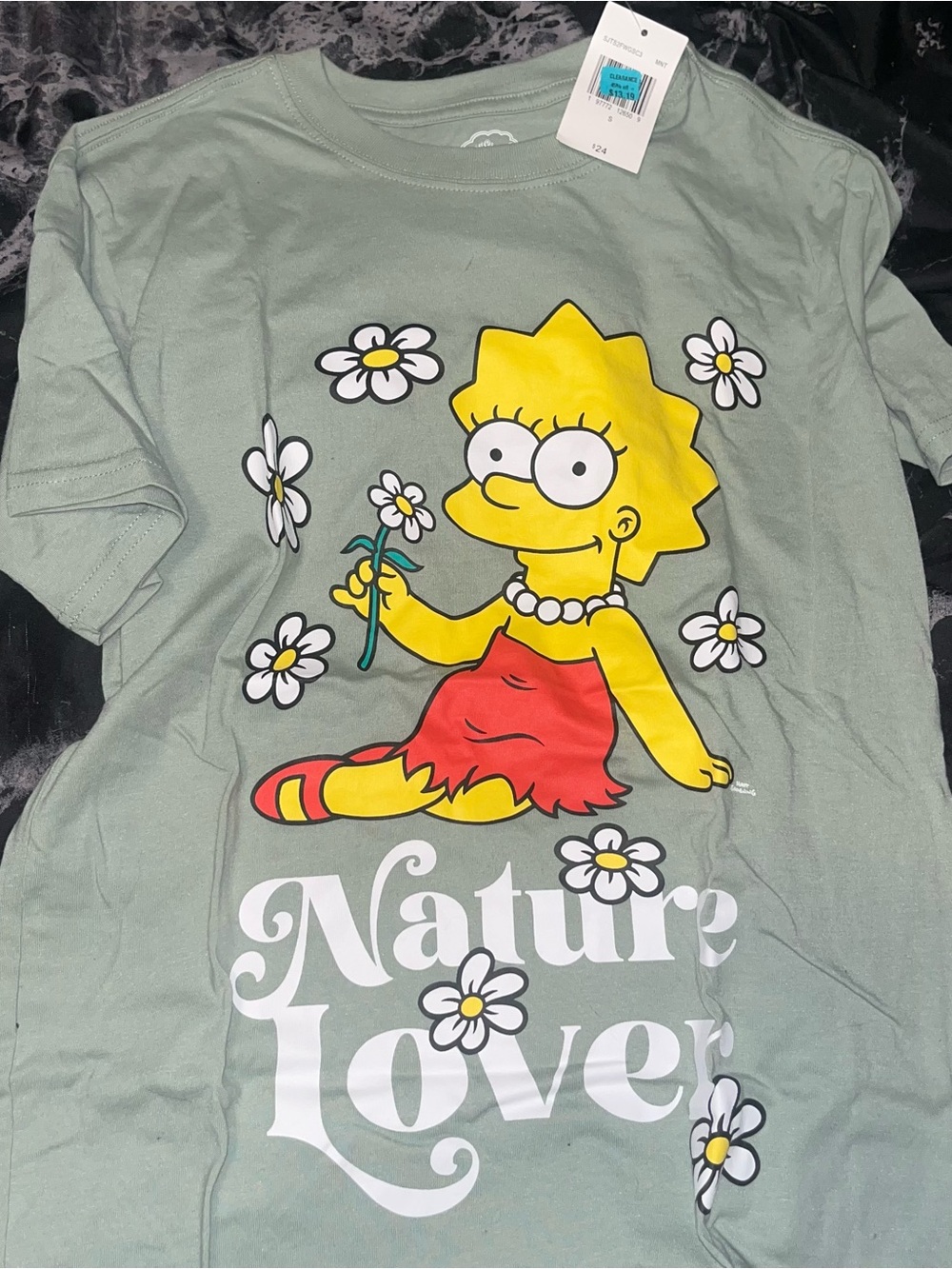 Lisa Simpson 'Nature Lover' Graphic Tee - Sage Green nwt size small
